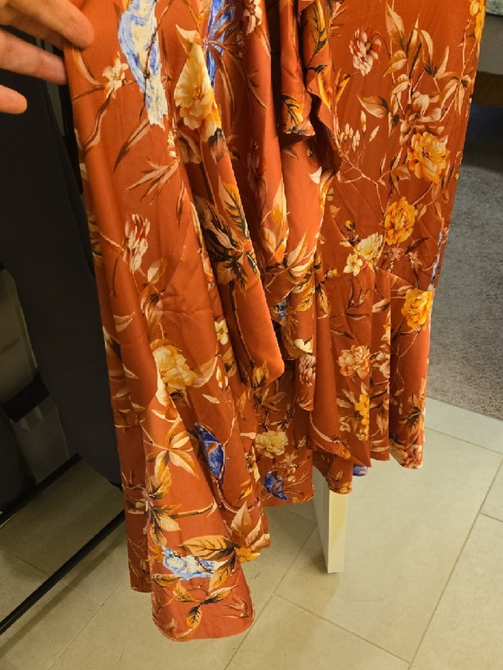 Express Pink Floral One Shoulder Ruffle Maxi Skirt - Picture 4 of 7